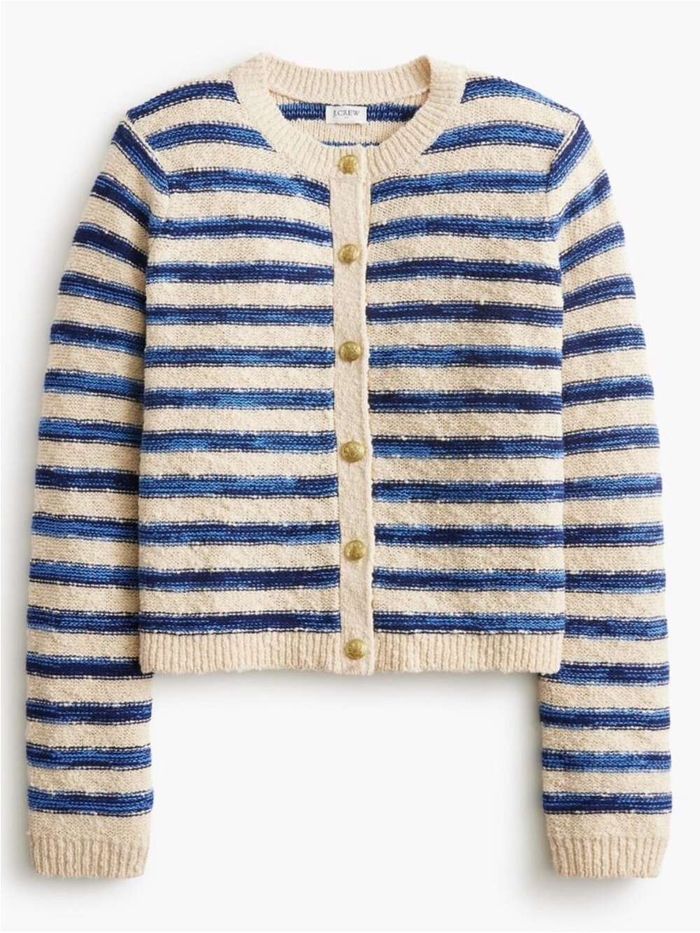 J. CREW STRIPED SLUB CARDIGAN SWEATER